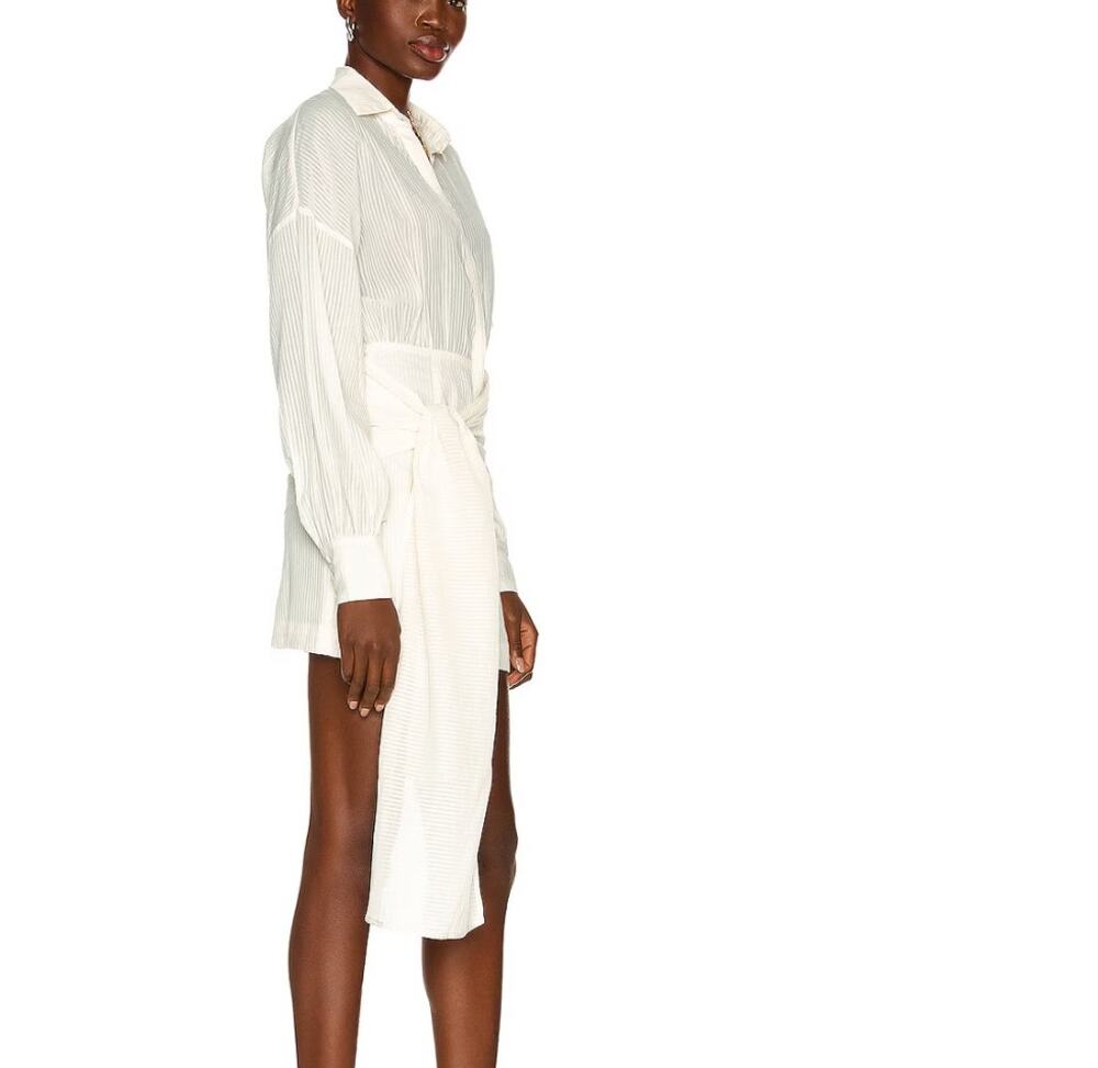 Atoir White Mini Shirt Dress SMALL Designer Wrap Draped Career Office $335 NEW